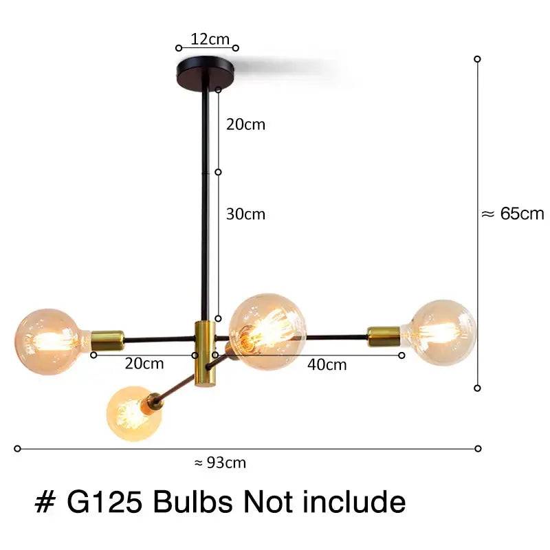 Modern black & gold led ceiling light living room chandelier