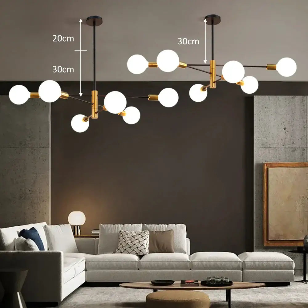 Modern black & gold led ceiling light living room chandelier