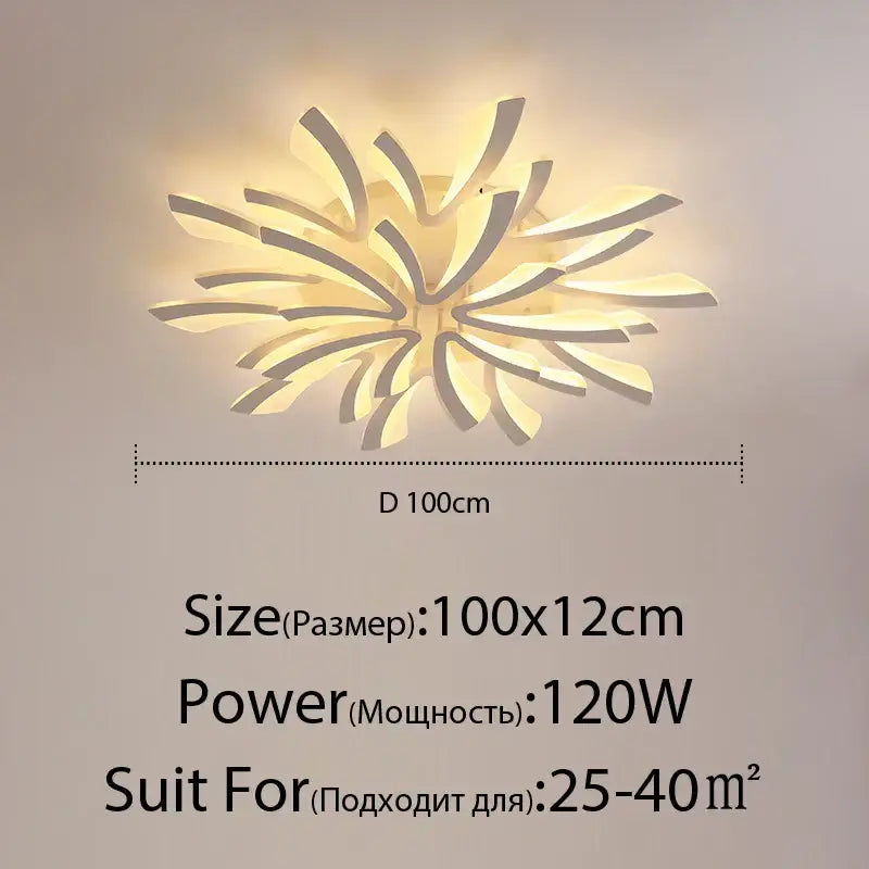 Modern floral black & cream led ceiling lights living room lamp