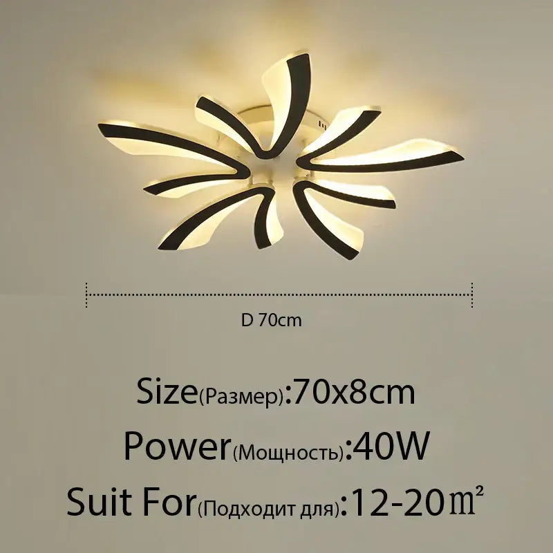 Modern floral black & cream led ceiling lights living room lamp