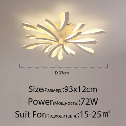 Modern floral black & cream led ceiling lights living room lamp