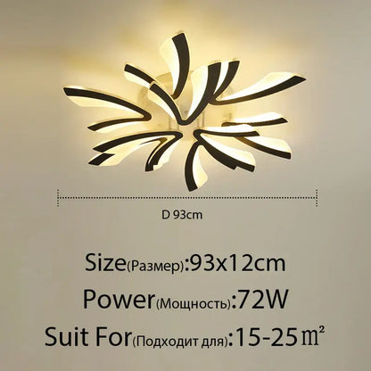Modern floral black & cream led ceiling lights living room lamp
