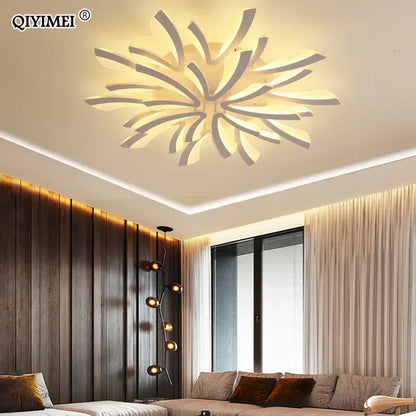Modern floral black & cream led ceiling lights living room lamp