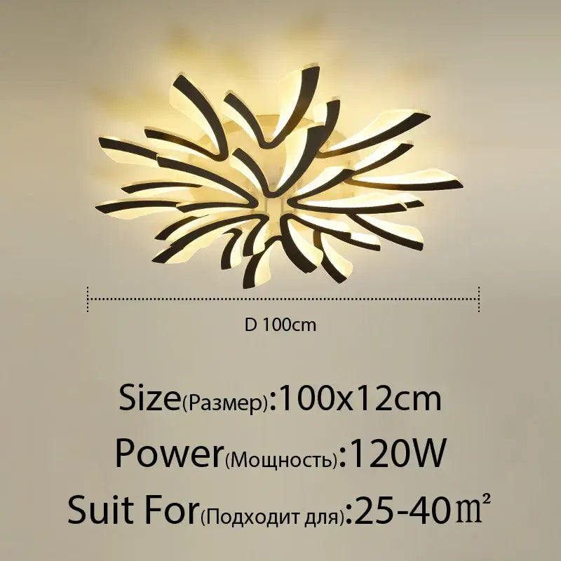 Modern floral black & cream led ceiling lights living room lamp