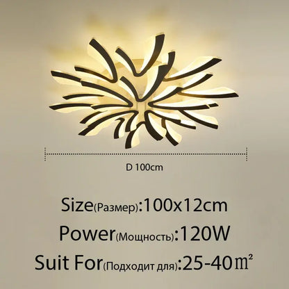 Modern floral black & cream led ceiling lights living room lamp