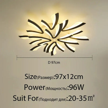 Modern floral black & cream led ceiling lights living room lamp