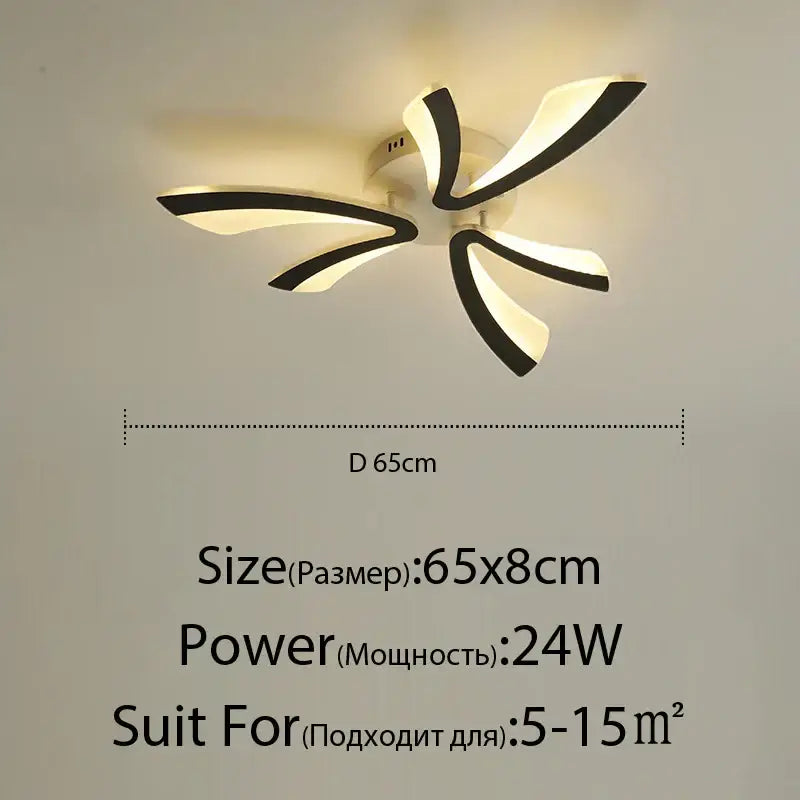 Modern floral black & cream led ceiling lights living room lamp