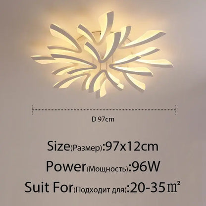Modern floral black & cream led ceiling lights living room lamp
