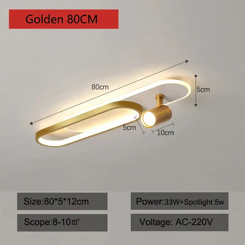 Modern gold led ceiling lights with spotlights for living room