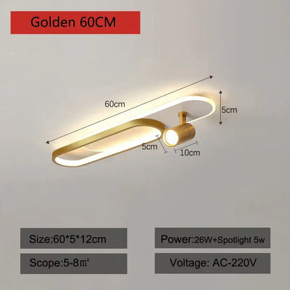 Modern gold led ceiling lights with spotlights for living room