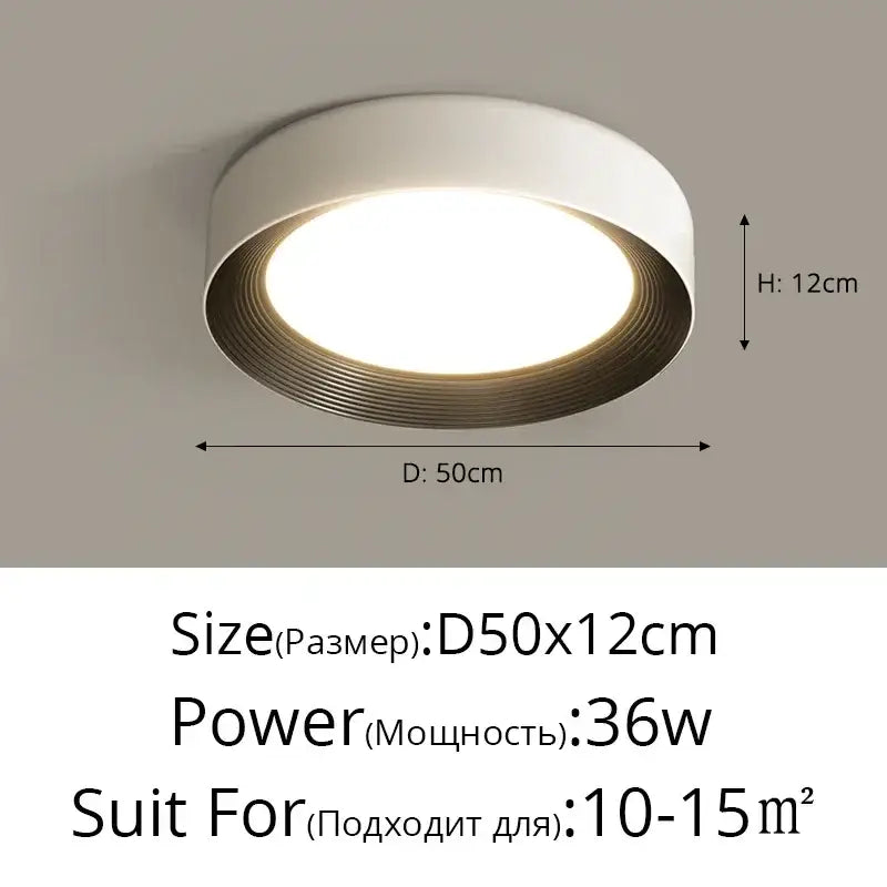 Modern white & gold led ceiling lights for bedroom with ring detail