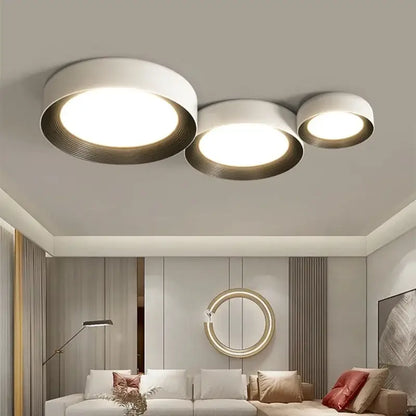 Modern white & gold led ceiling lights for bedroom with ring detail