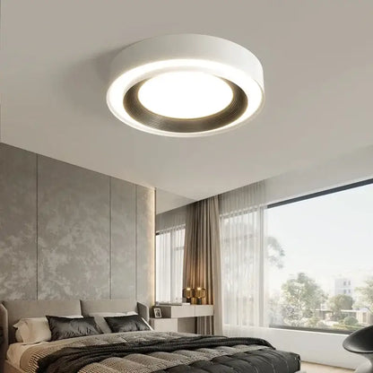 Modern white & gold led ceiling lights for bedroom with ring detail