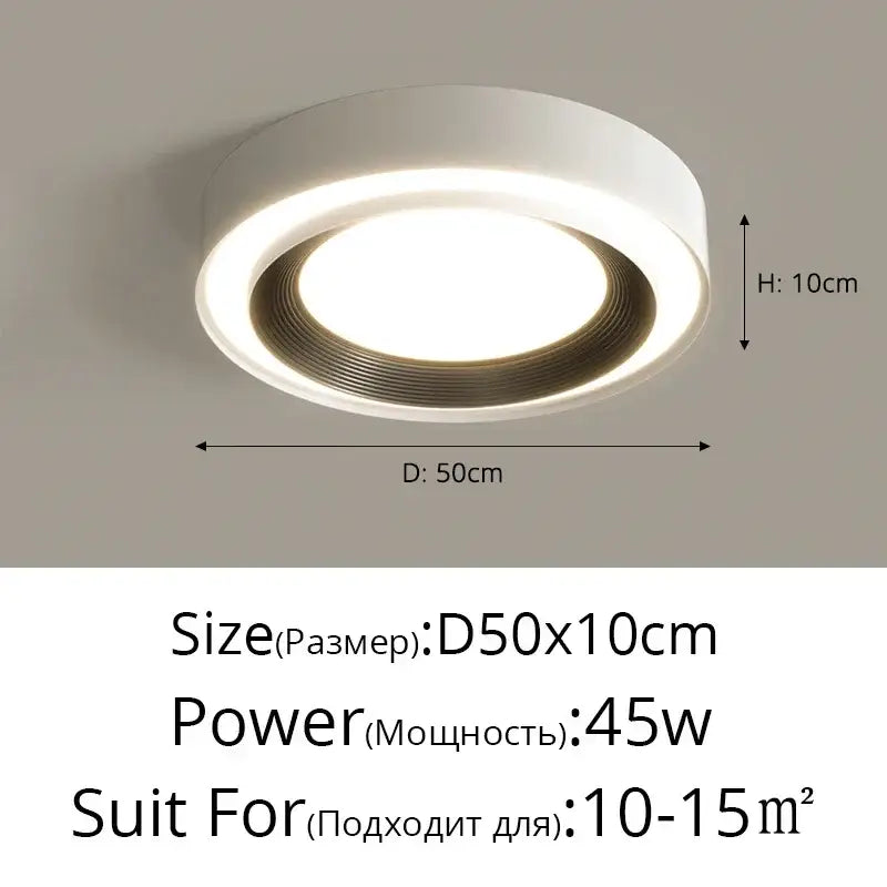 Modern white & gold led ceiling lights for bedroom with ring detail