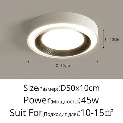 Modern white & gold led ceiling lights for bedroom with ring detail