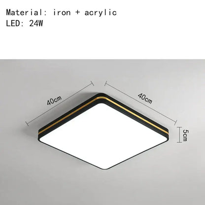 Modern black & gold led ceiling light living room minimalist lamp