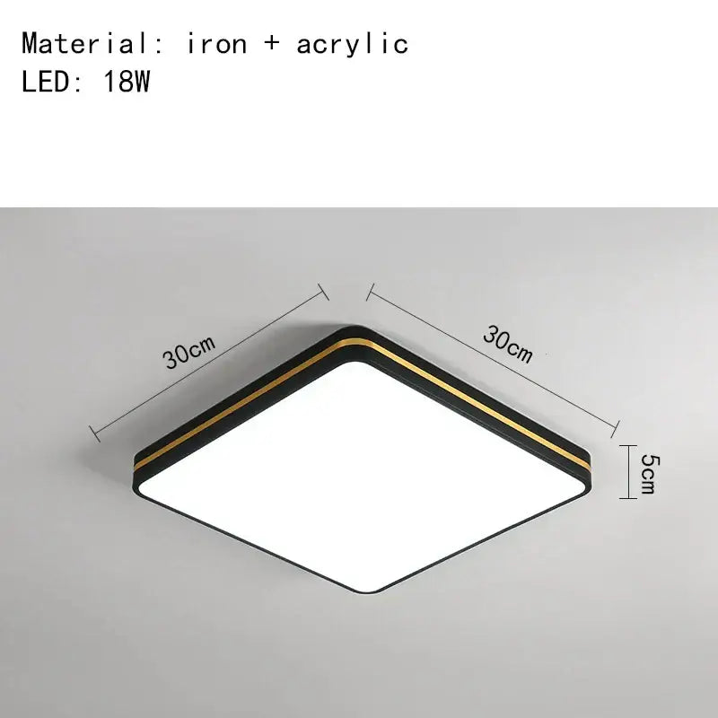 Modern black & gold led ceiling light living room minimalist lamp