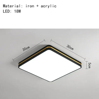 Modern black & gold led ceiling light living room minimalist lamp