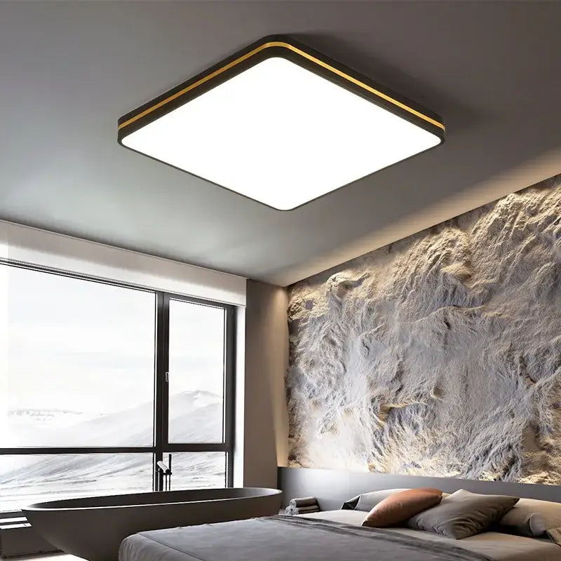 Modern black & gold led ceiling light living room minimalist lamp