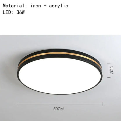 Modern black & gold led ceiling light living room minimalist lamp