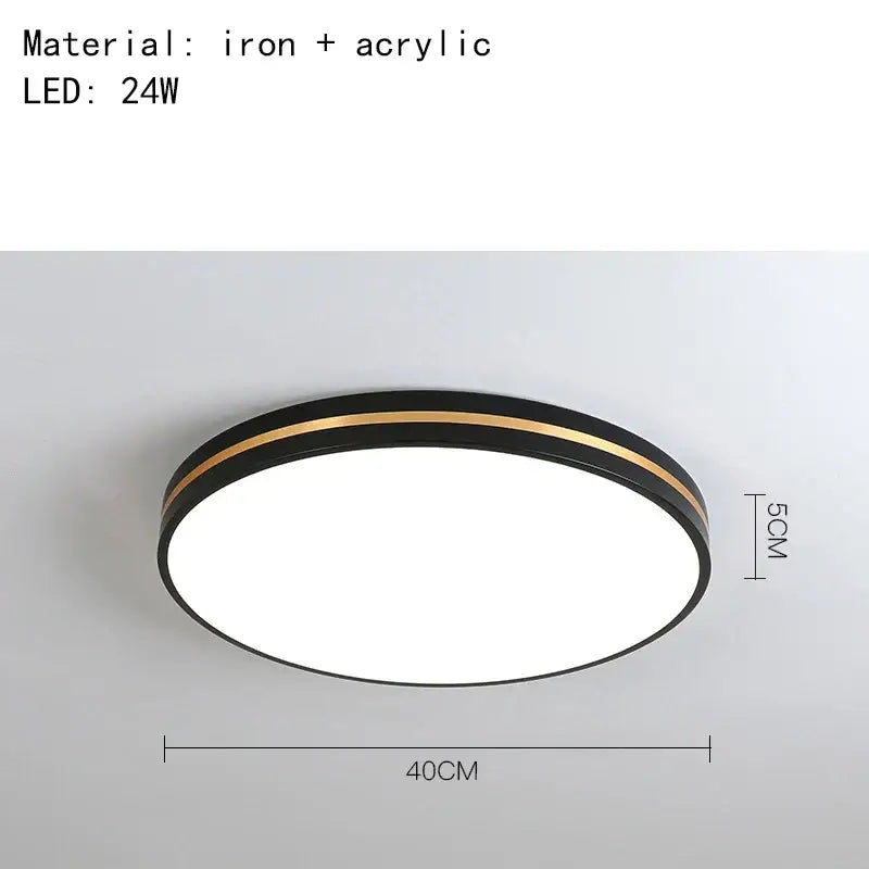 Modern black & gold led ceiling light living room minimalist lamp