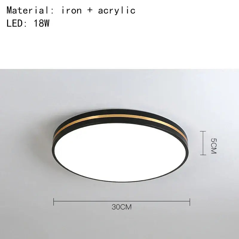 Modern black & gold led ceiling light living room minimalist lamp