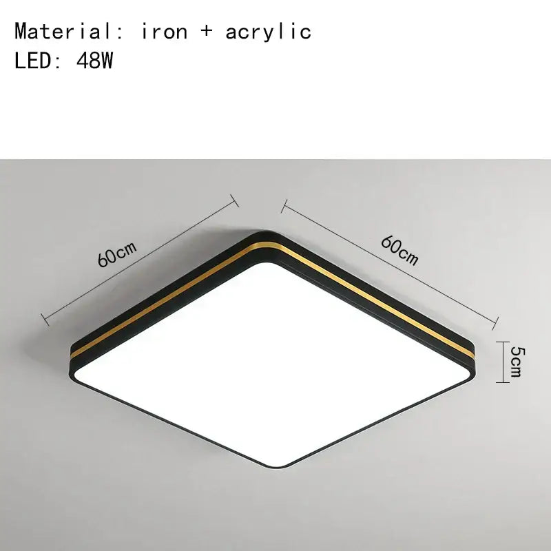 Modern black & gold led ceiling light living room minimalist lamp