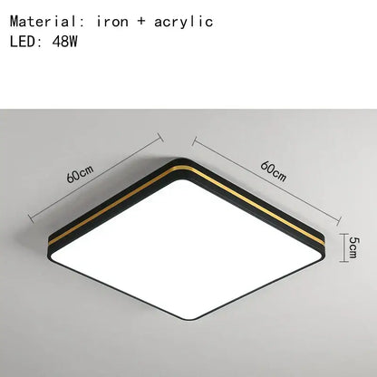 Modern black & gold led ceiling light living room minimalist lamp