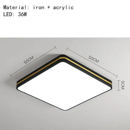Modern black & gold led ceiling light living room minimalist lamp