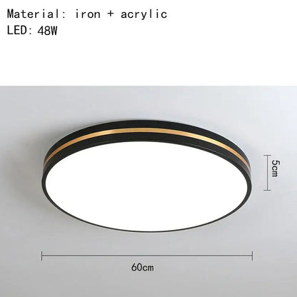 Modern black & gold led ceiling light living room minimalist lamp