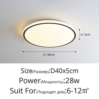 Modern metallic rim led ceiling lights living room diffused lighting