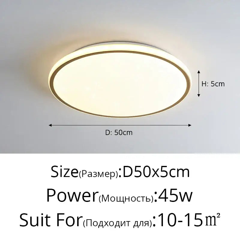 Modern metallic rim led ceiling lights living room diffused lighting