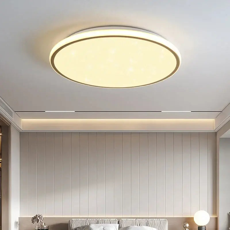 Modern metallic rim led ceiling lights living room diffused lighting