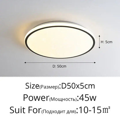 Modern metallic rim led ceiling lights living room diffused lighting