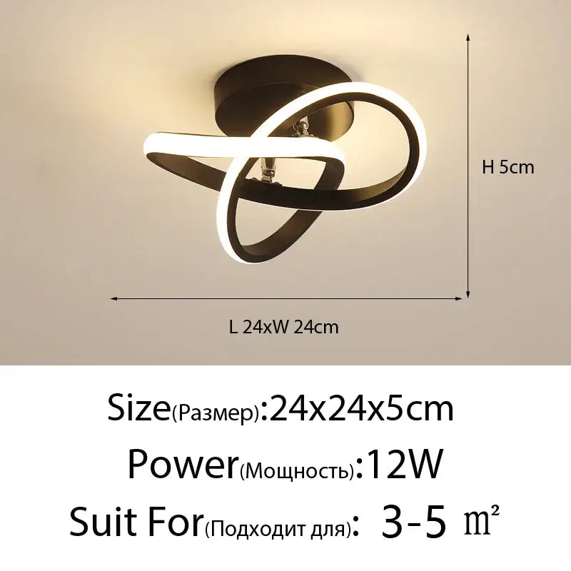 Modern gold intertwined loop led ceiling lights for living room