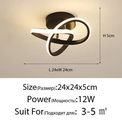 Modern gold intertwined loop led ceiling lights for living room