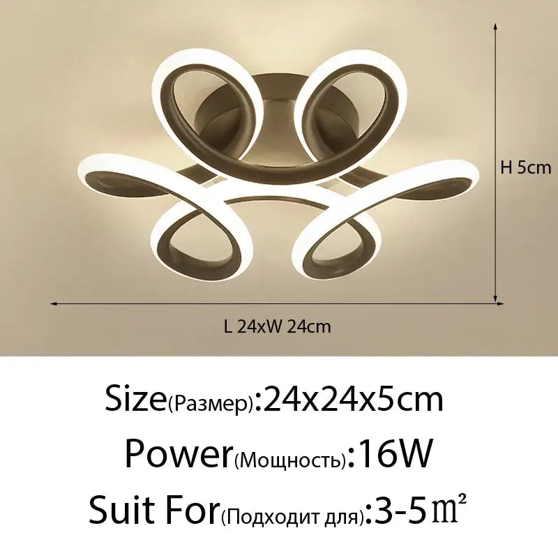 Modern gold intertwined loop led ceiling lights for living room