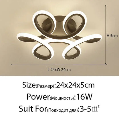 Modern gold intertwined loop led ceiling lights for living room
