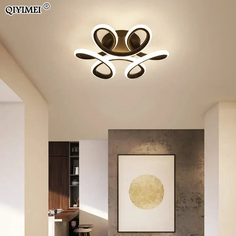 Modern gold intertwined loop led ceiling lights for living room