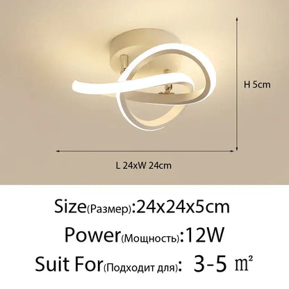 Modern gold intertwined loop led ceiling lights for living room