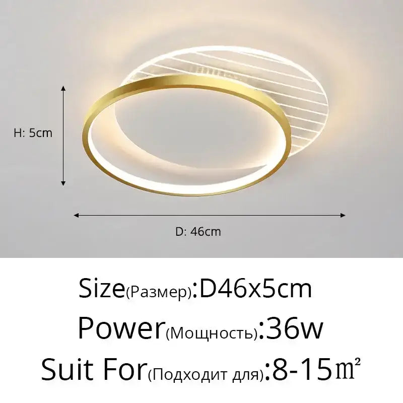 Modern minimalist gold led ceiling lights for bedroom living room