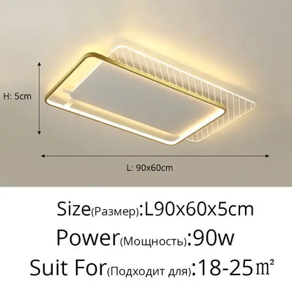 Modern minimalist gold led ceiling lights for bedroom living room