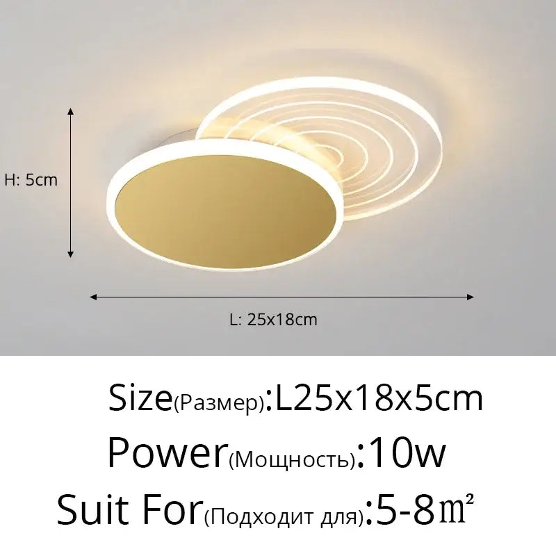 Modern minimalist gold led ceiling lights for bedroom living room