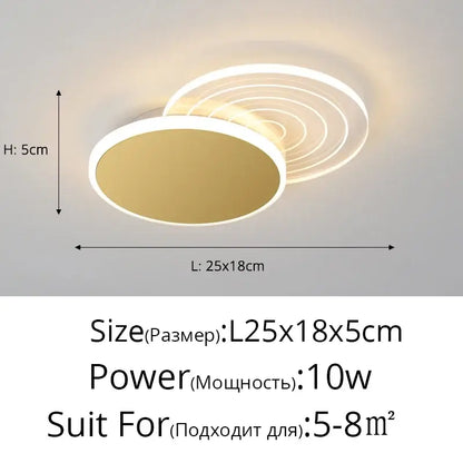Modern minimalist gold led ceiling lights for bedroom living room