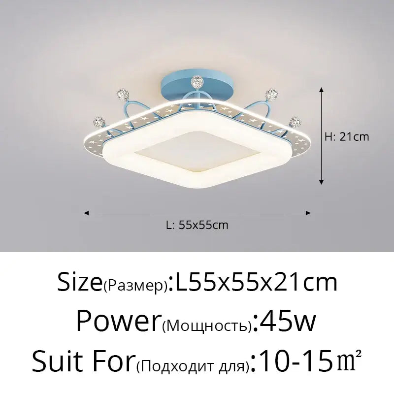 Modern gold square led ceiling lights with crystal accents bedroom