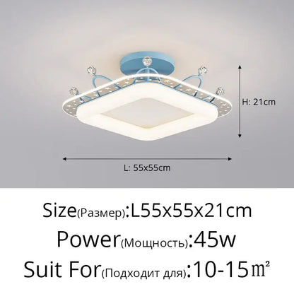 Modern gold square led ceiling lights with crystal accents bedroom