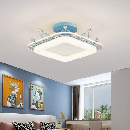 Modern gold square led ceiling lights with crystal accents bedroom