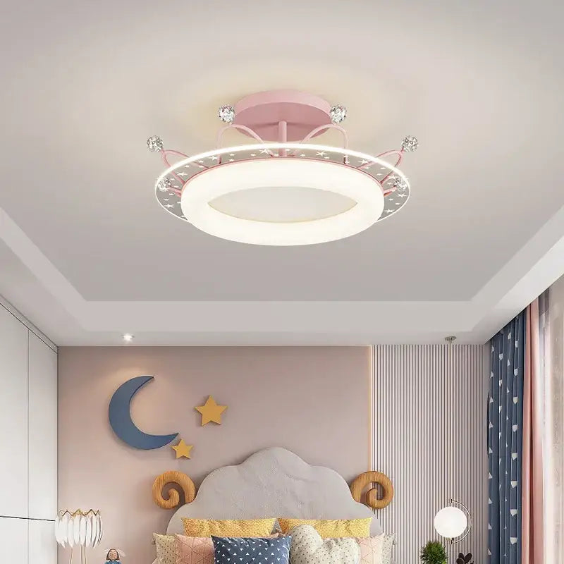 Modern gold square led ceiling lights with crystal accents bedroom