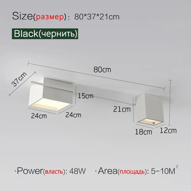 Modern black rectangular led ceiling lights for living room