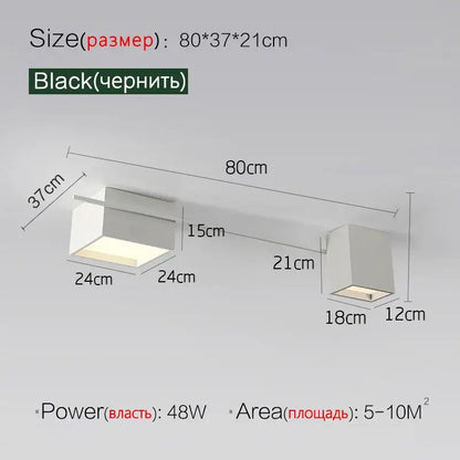 Modern black rectangular led ceiling lights for living room
